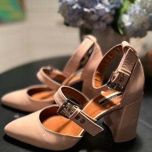 Topshop Multi Buckle Patent Rose Pink heel, size 38